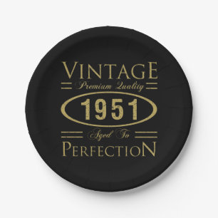 1951 Premium Quality 70th Birthday Paper Plate