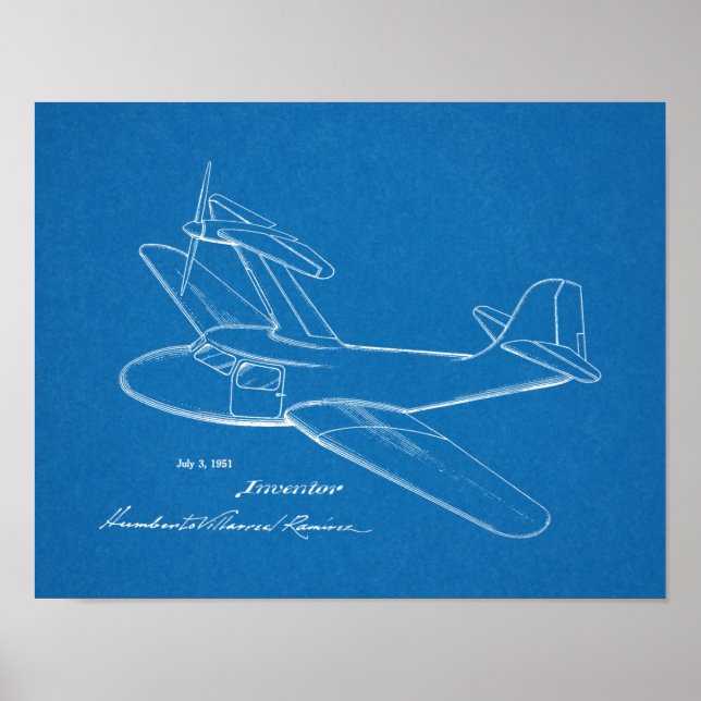 1951 Top Prop Airplane Patent Art Drawing Print (Front)