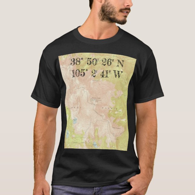 1951 USGS Topo Carte du T-shirt Pikes Peak (Devant)