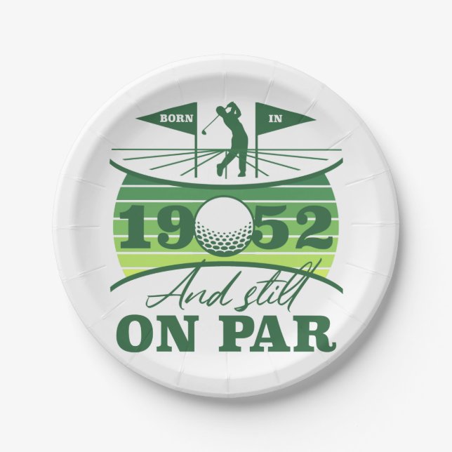 1952 70th Birthday Golf Lover Paper Plate (Front)