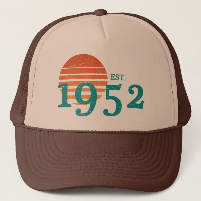 1952 70th Birthday Vintage Sunset Trucker Hat (Front)