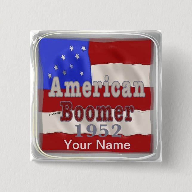 1952 Birthday Baby Boomer   2 Inch Square Button (Front)