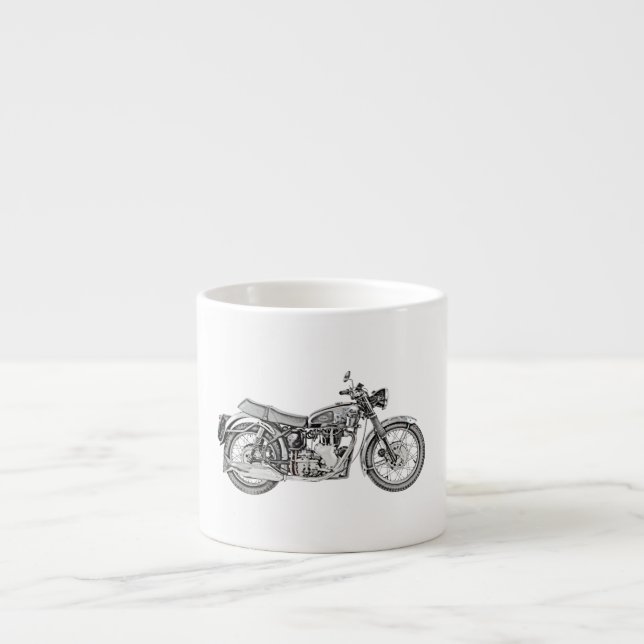 1952 Velocette Venom Motorcycle Drawing Espresso Cup (Front)