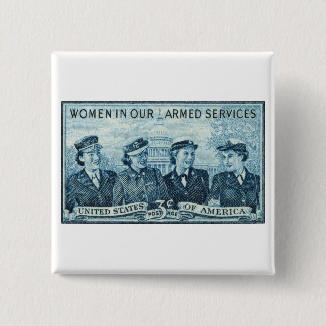 1952 Women in US Armed Services Stamp 2 Inch Square Button (Front)