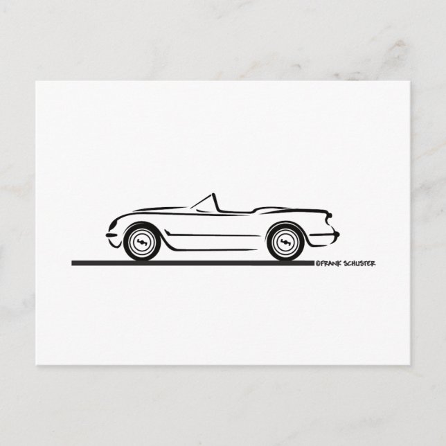 1953 1954 1955 Corvette Postcard (Front)