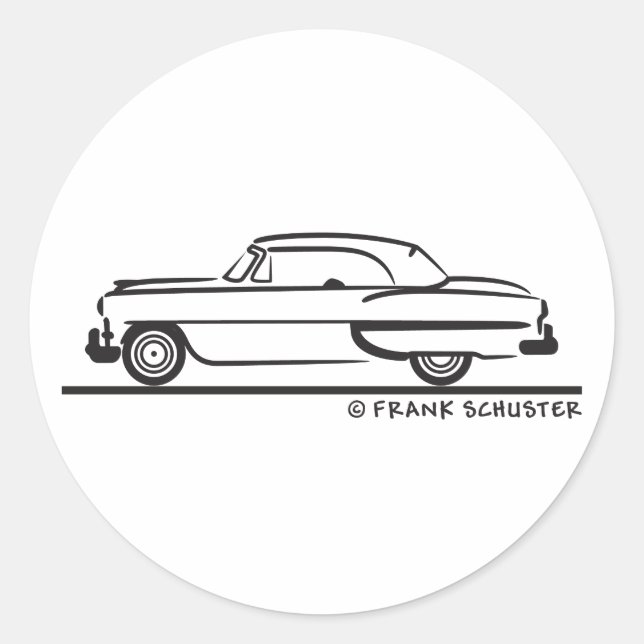 1953 Chevrolet Convertible Bel Air Classic Round Sticker (Front)