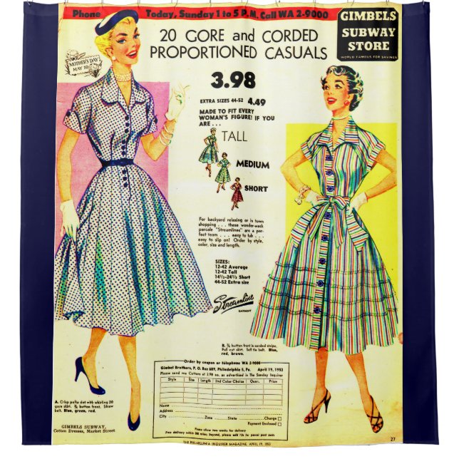 1953 Gimbels Subway Store dress sale ad print (Front)