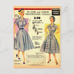 1953 Gimbels Subway Store dress sale Postcard