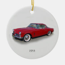 1953 red classic car ornament