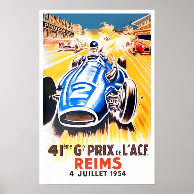 1954 Reims Grand Prix vintage racing Poster (Front)
