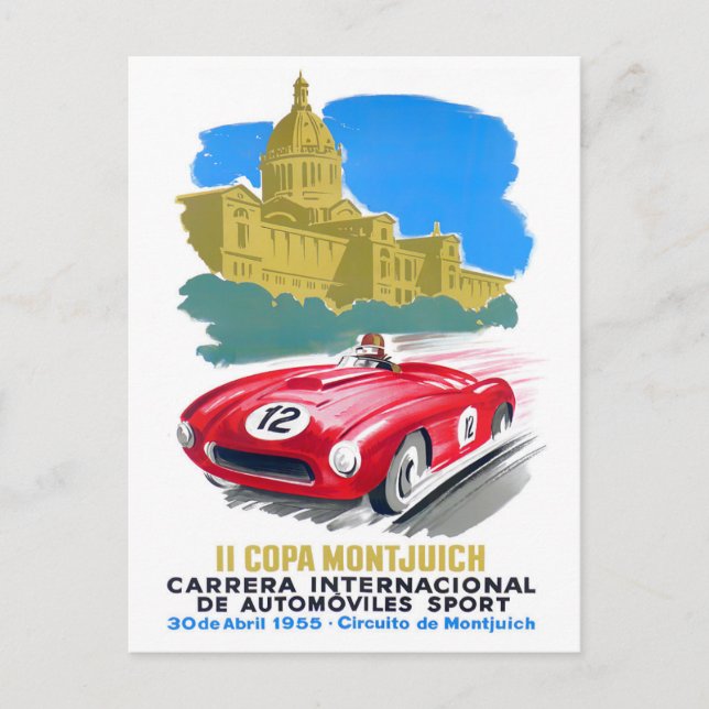 1955 Barcelona Grand Prix vintage racing Postcard (Front)