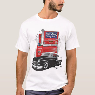 1955 Black and White Chevy Bel Air Garage Built Pr T-Shirt