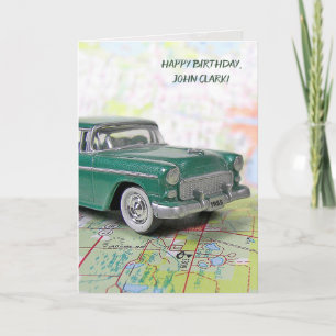 1955 Car On a Road Map Card