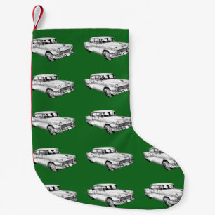 1955 Chevrolet Bel Air Antique Car Illustration Small Christmas Stocking