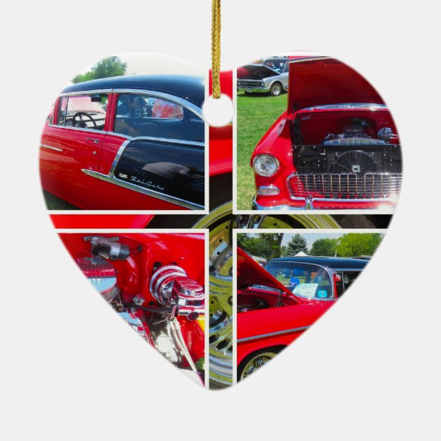 1955 Chevrolet Sedan Collage Ceramic Ornament (Back)