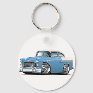 1955 Chevy Belair Lt Blue-White Car Keychain