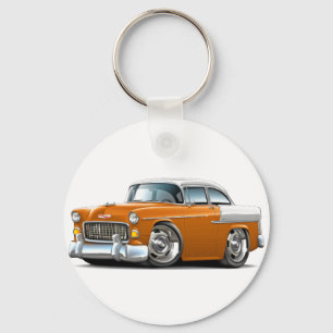 1955 Chevy Belair Orange-White Car Keychain
