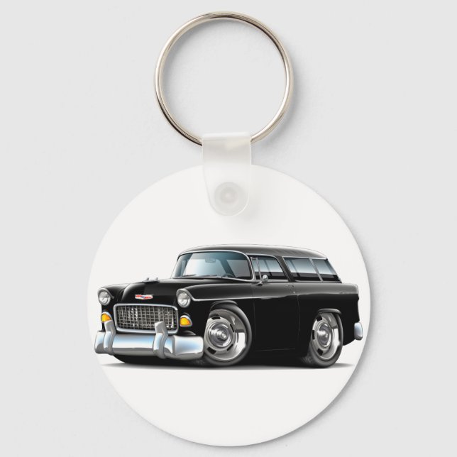 1955 Chevy Nomad Black Car Keychain (Front)