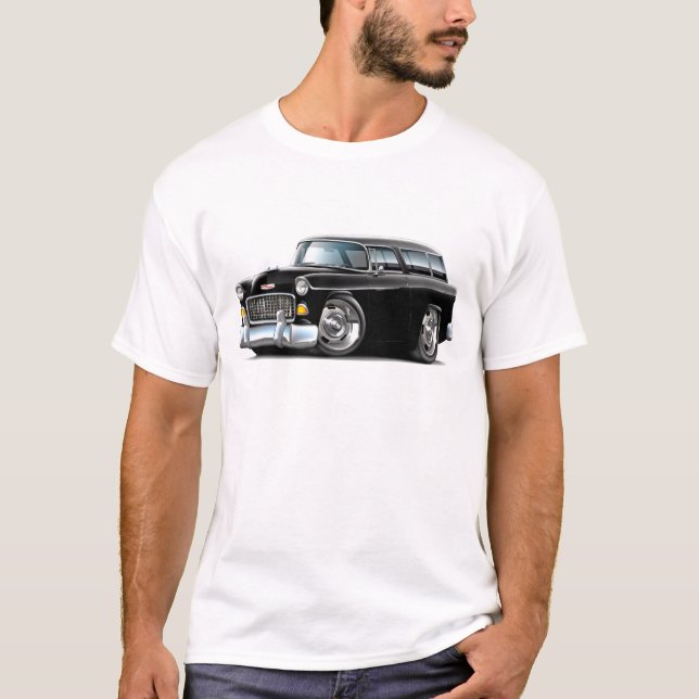 1955 Chevy Nomad Black Car T-Shirt (Front)