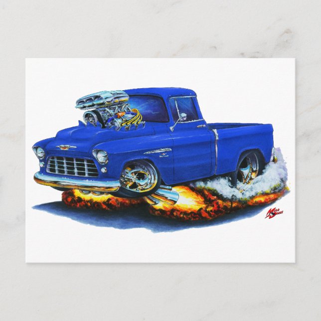 1955 Chevy Pickup Blue Truck Postcard (Front)