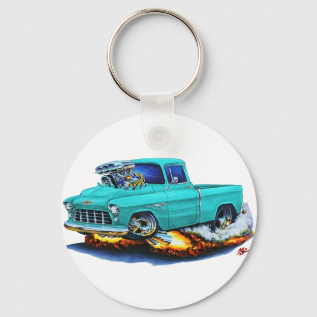 1955 Chevy Pickup Turquoise Truck Keychain (Front)