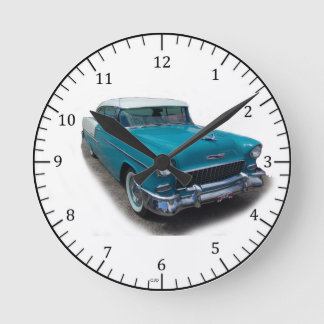 1955 horloge de voiture classique bleu et blanc