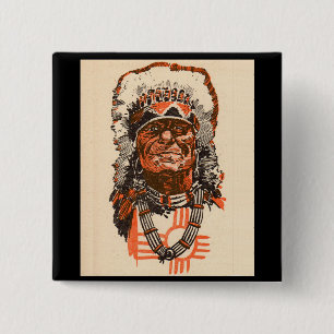 1955 Indian chief from Billy the Kid (UK) comics 2 Inch Square Button