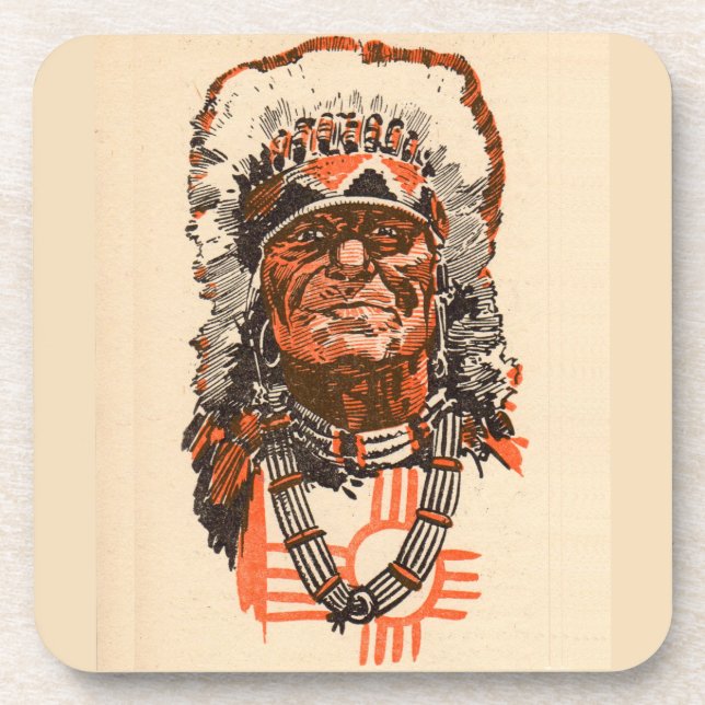 1955 Indian chief from Billy the Kid (UK) comics Coaster (Front)