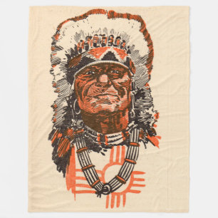 1955 Indian chief from Billy the Kid (UK) comics Fleece Blanket