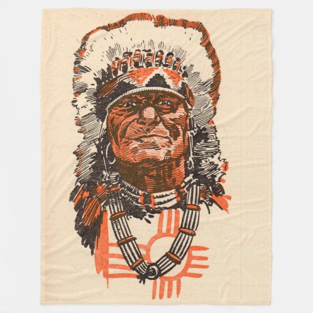 1955 Indian chief from Billy the Kid (UK) comics Fleece Blanket (Front)