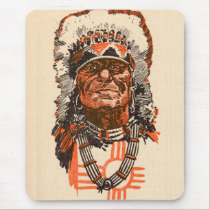 1955 Indian chief from Billy the Kid (UK) comics Mouse Pad