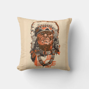 1955 Indian chief from Billy the Kid (UK) comics Throw Pillow