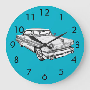 1955 Lincoln Capri Luxury Car Illustration Large Clock