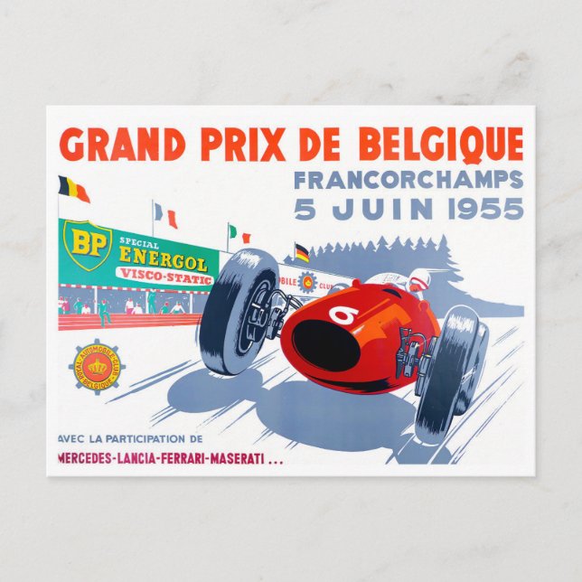 1955 Spa Grand Prix vintage racing Postcard (Front)