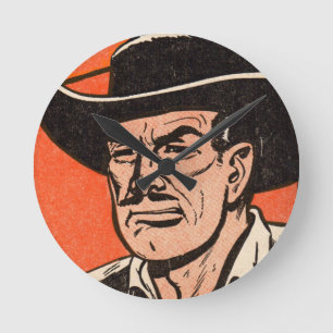 1955 Western bad guy from Billy the Kid comics Round Clock