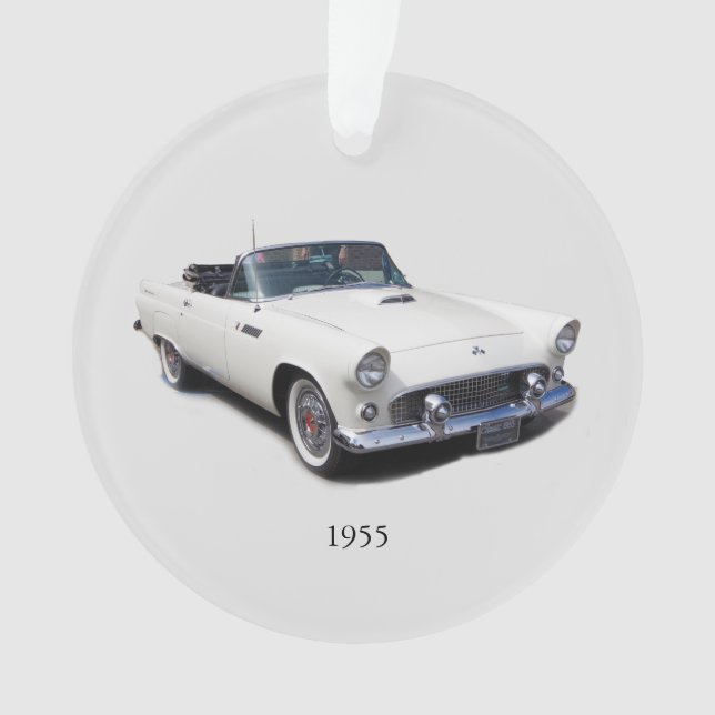 1955 white convertible acrylic ornament (Front)
