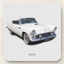 1955 white convertible coaster set