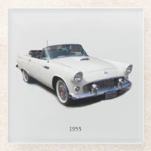 1955 white convertible glass coaster