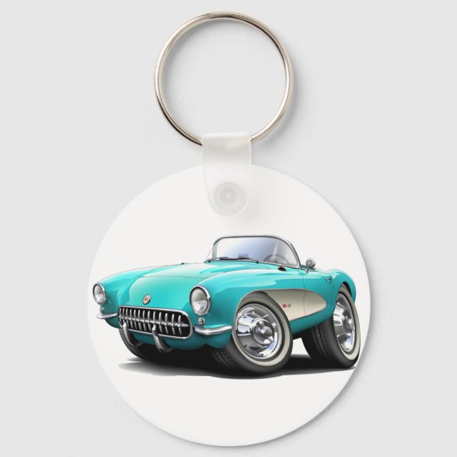 1956-57 Corvette Aqua Car Keychain (Front)