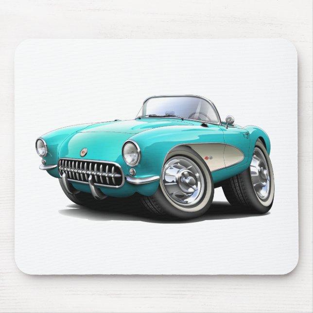 1956-57 Corvette Aqua Car Mouse Pad (Front)