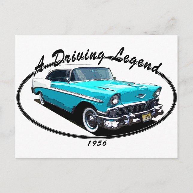 1956 BEL AIR BLUE POSTCARD (Front)