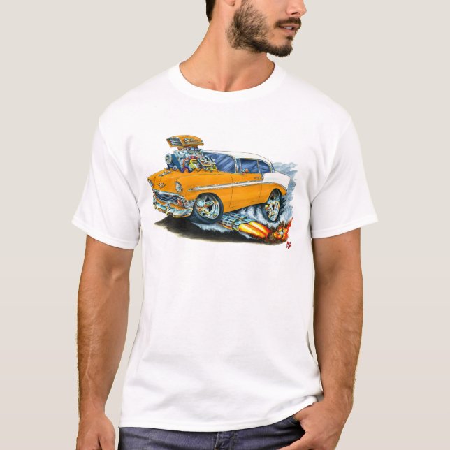 1956 Chevy 150-210 Orange Car T-Shirt (Front)