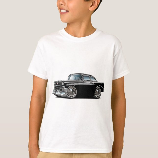 1956 Chevy Belair Black Car T-Shirt (Front)