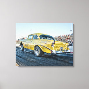 1956 chevy belair gasser at the drag strip canvas print