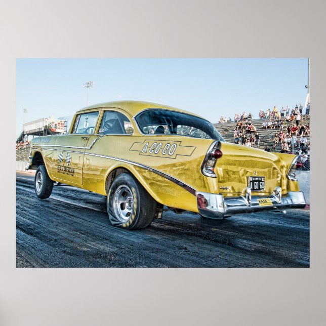 1956 chevy belair gasser at the drag strip poster (Front)