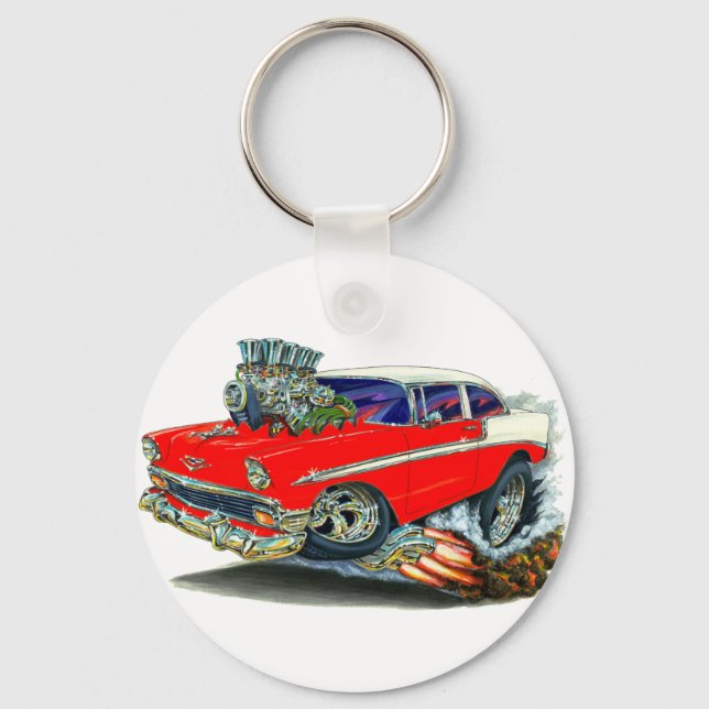 1956 Chevy Belair Red Car Keychain (Front)