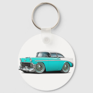 1956 Chevy Belair Turquoise-White Car Keychain