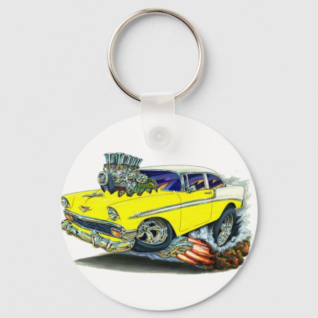 1956 Chevy Belair Yellow Car Keychain (Front)