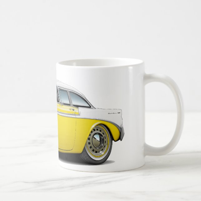1956 Chevy Belair Yellow-White Car Coffee Mug (Right)