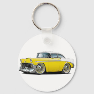 1956 Chevy Belair Yellow-White Car Keychain